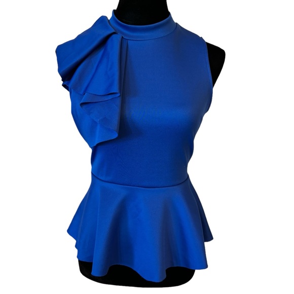 Side Ruffle Stretch Peplum Top - Picture 3 of 16